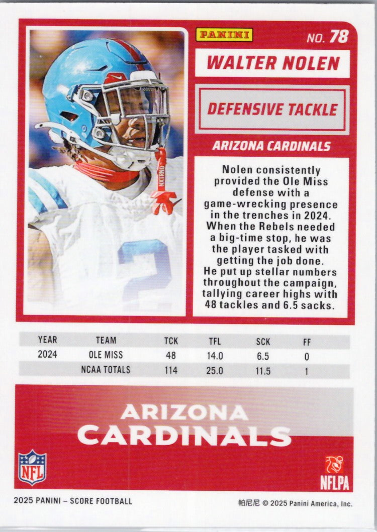 2025 Score #78 Walter Nolen Arizona Cardinals