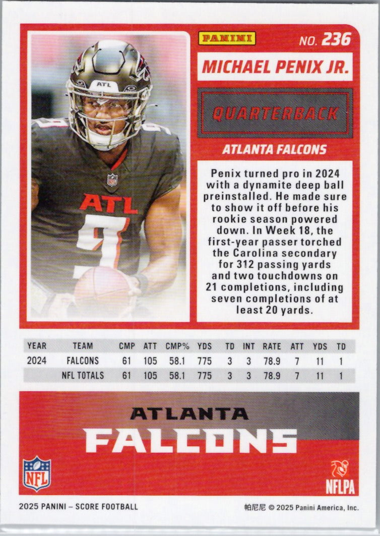 2025 Score #236 Michael Penix Jr. Green Atlanta Falcons
