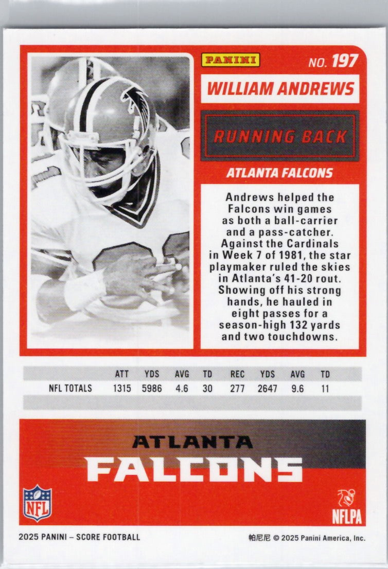 2025 Score #197 William Andrews Atlanta Falcons