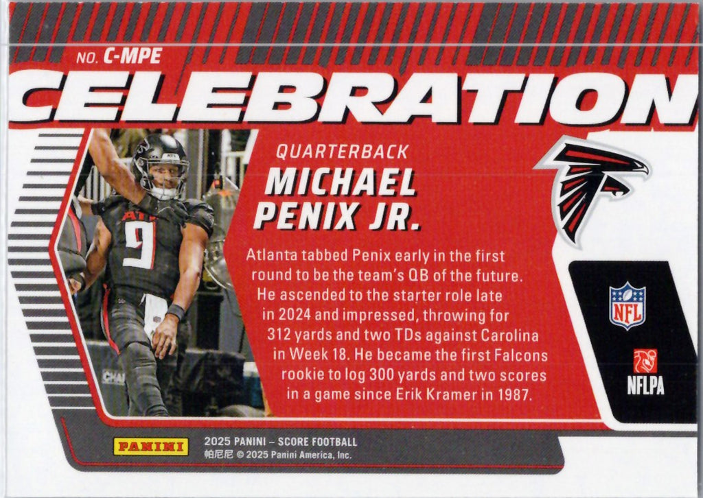2025 Score #C-MPE Michael Penix Jr. Celebration Gold Atlanta Falcons