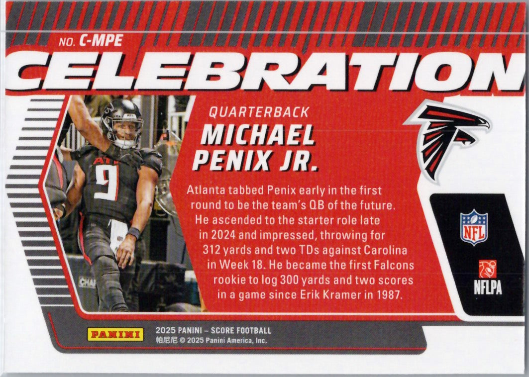 2025 Score #C-MPE Michael Penix Jr. Celebration Atlanta Falcons
