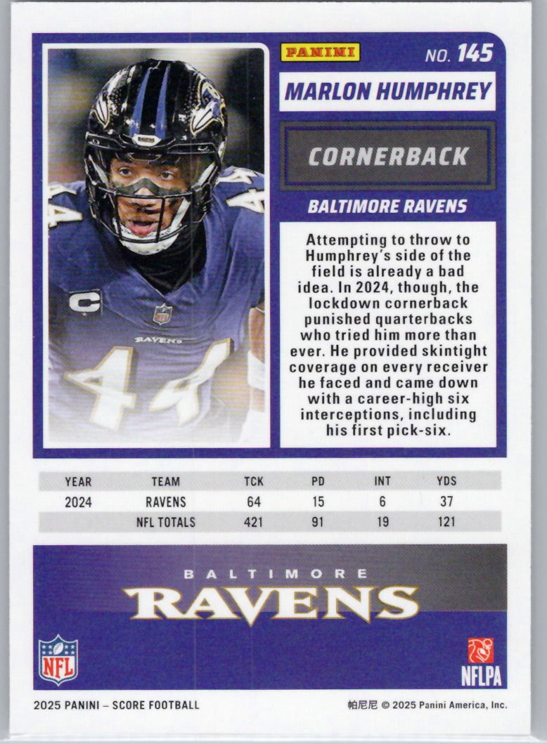 2025 Score #145 Marlon Humphrey Baltimore Ravens
