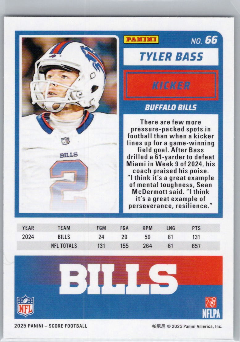 2025 Score #66 Tyler Bass Green Buffalo Bills