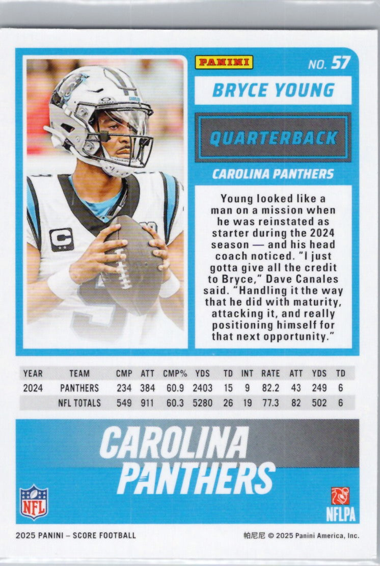 2025 Score #57 Bryce Young Carolina Panthers
