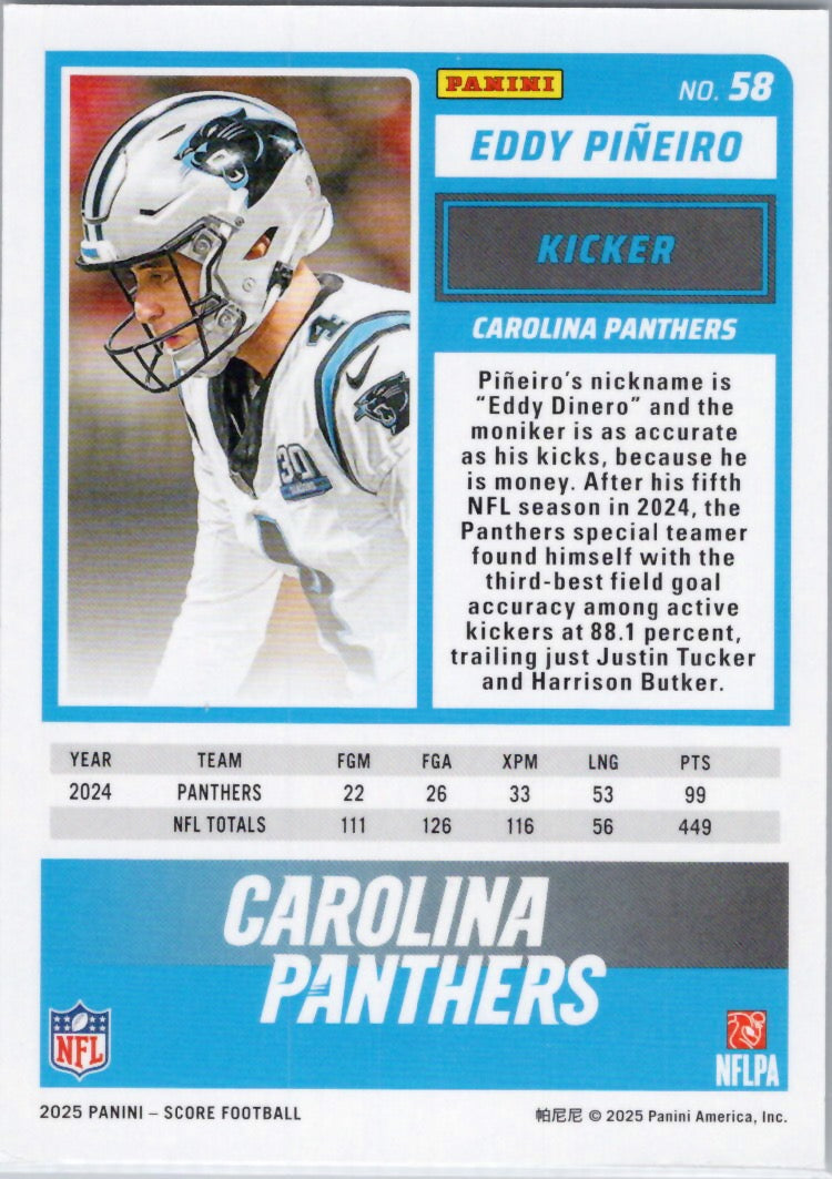 2025 Score #58 Eddy Pineiro Carolina Panthers