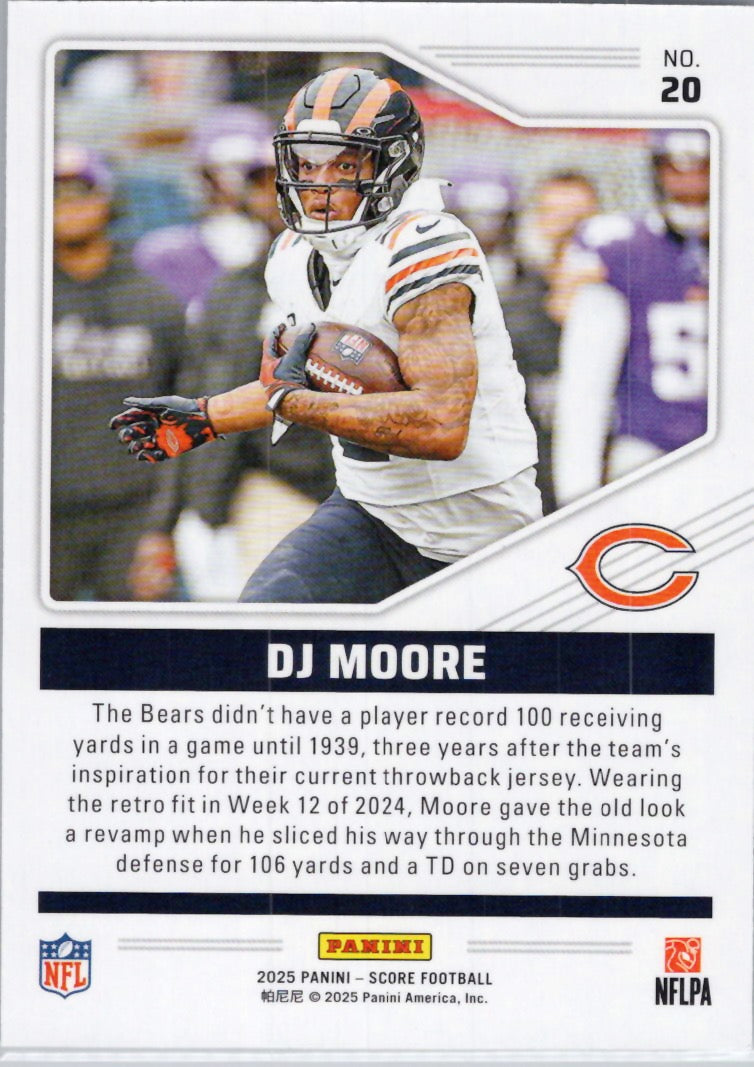 2025 Score #20 DJ Moore Throwbacks Chicago Bears