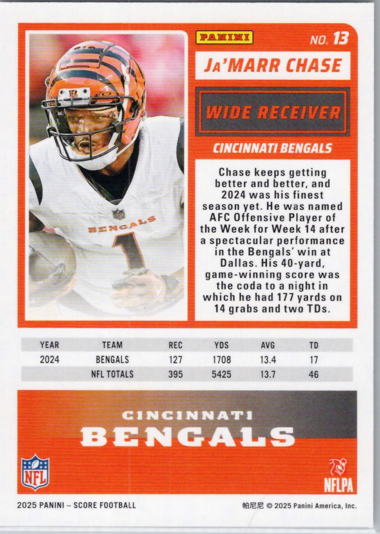 2025 Score #13 Ja'Marr Chase Green Cincinnati Bengals