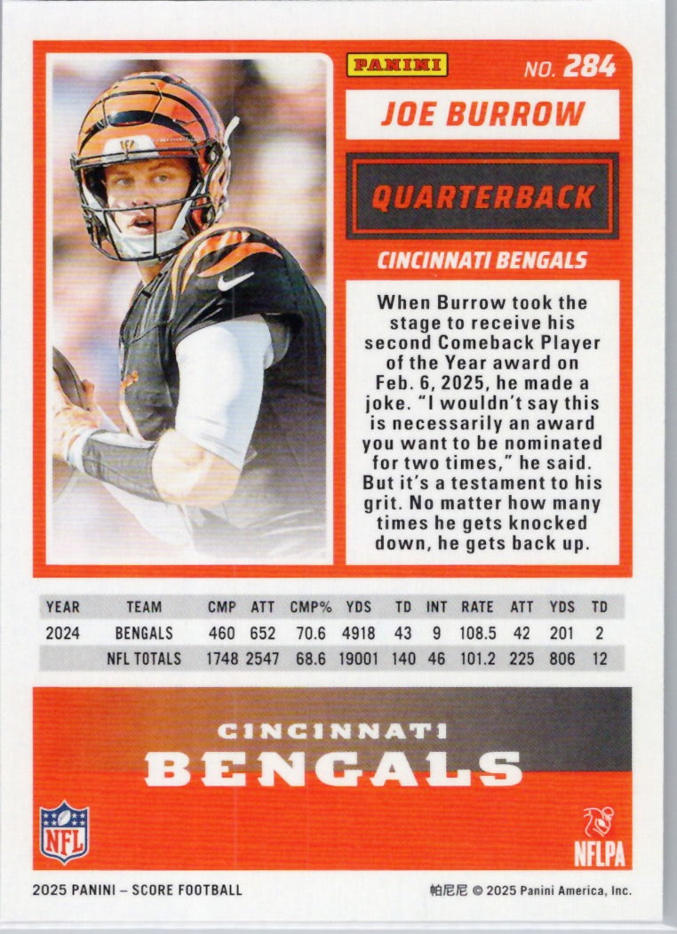 2025 Score #284 Joe Burrow Cincinnati Bengals