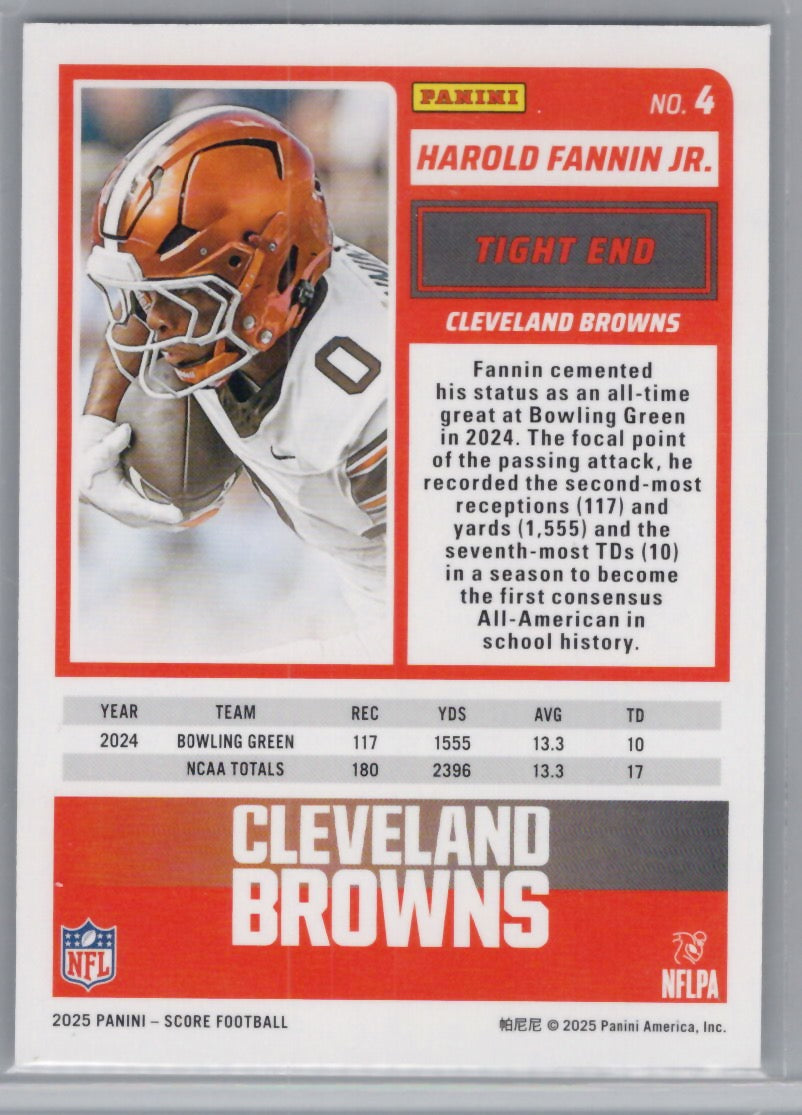 2025 Score #4 Harold Fannin Jr. Green Cleveland Browns