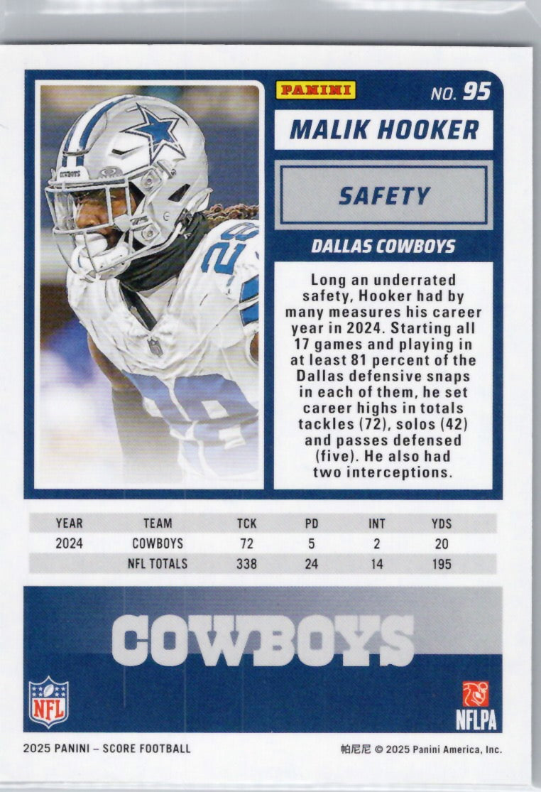 2025 Score #95 Malik Hooker Green Dallas Cowboys