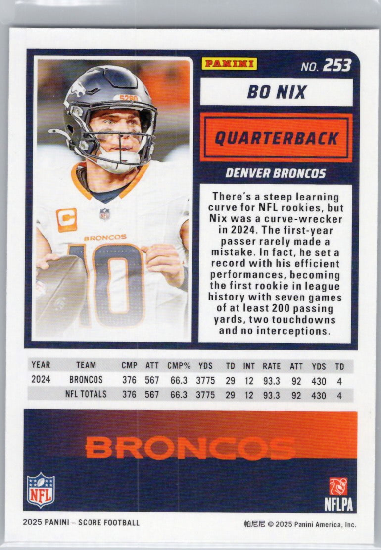 2025 Score #253 Bo Nix Denver Broncos