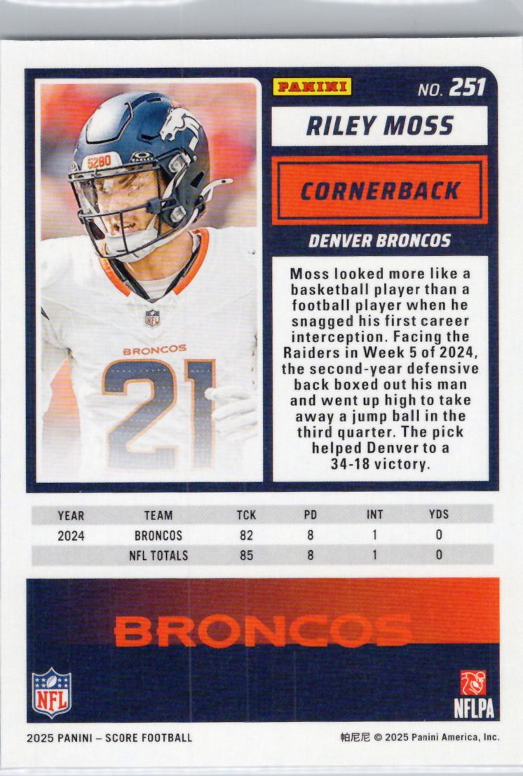 2025 Score #251 Riley Moss Denver Broncos