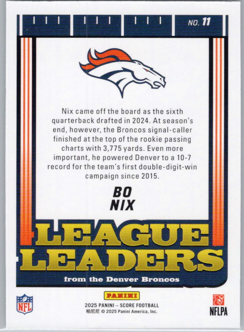 2025 Score #11 Bo Nix League Leaders Denver Broncos