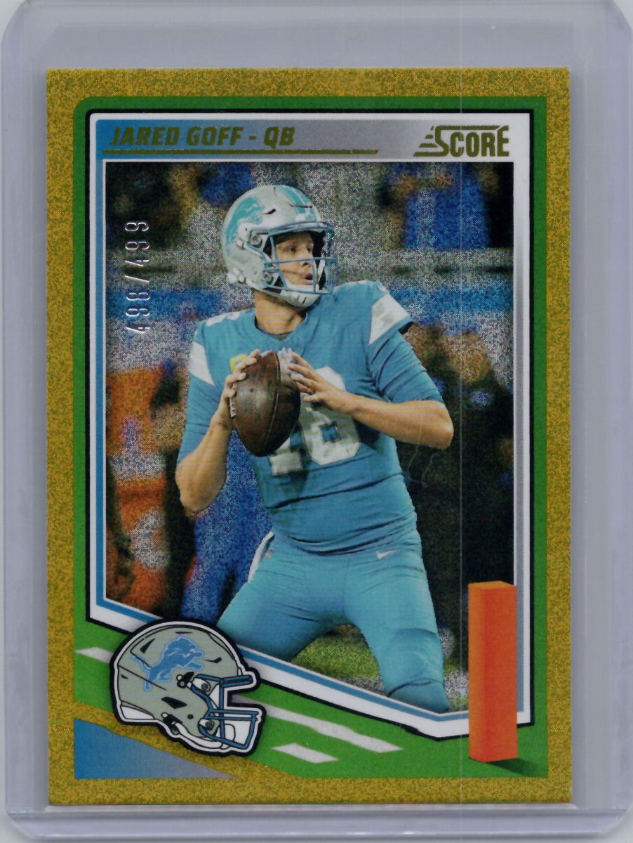 2025 Score #154 Jared Goff Dots Gold #/499 Detroit Lions