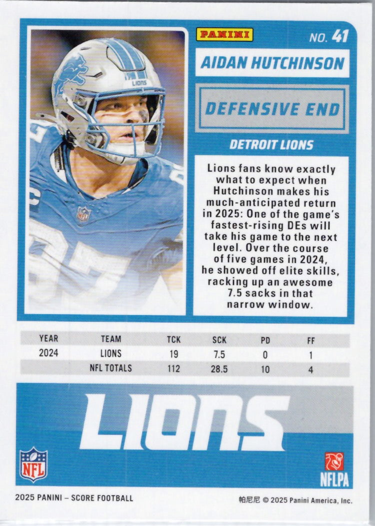 2025 Score #41 Aidan Hutchinson Detroit Lions