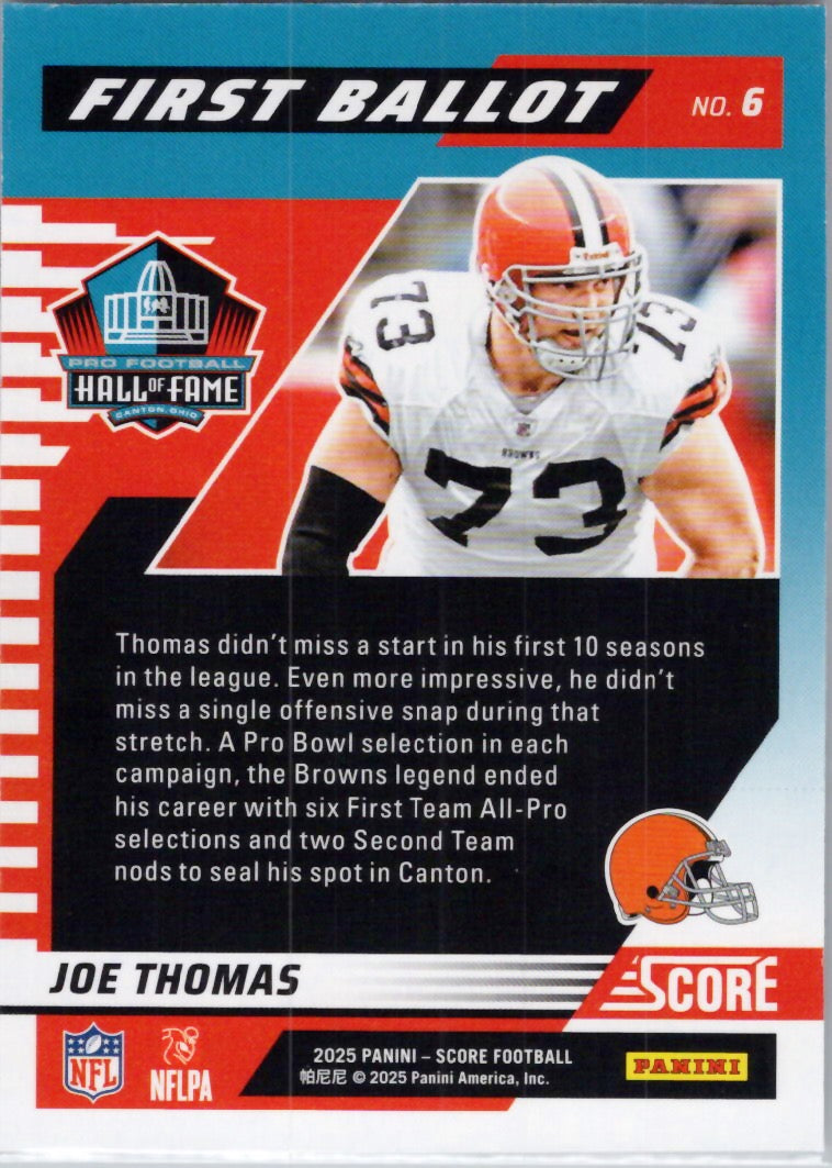 2025 Score #6 Joe Thomas First Ballot Cleveland Browns