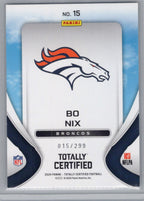2024 Panini Totally Certified #15 Bo Nix Franchise Foundations Green #/299