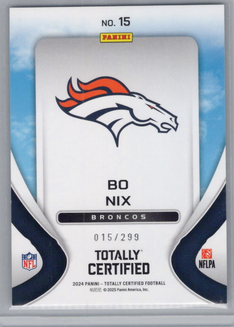 2024 Panini Totally Certified #15 Bo Nix Franchise Foundations Green #/299