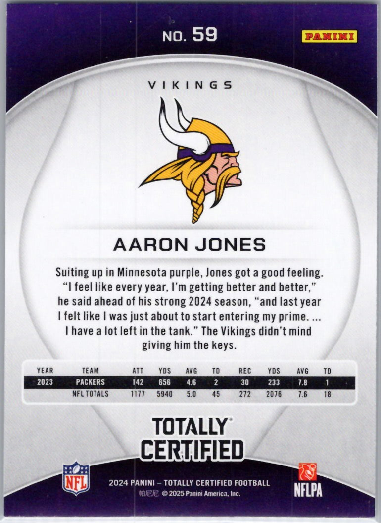 2024 Panini Totally Certified #59 Aaron Jones Minnesota Vikings