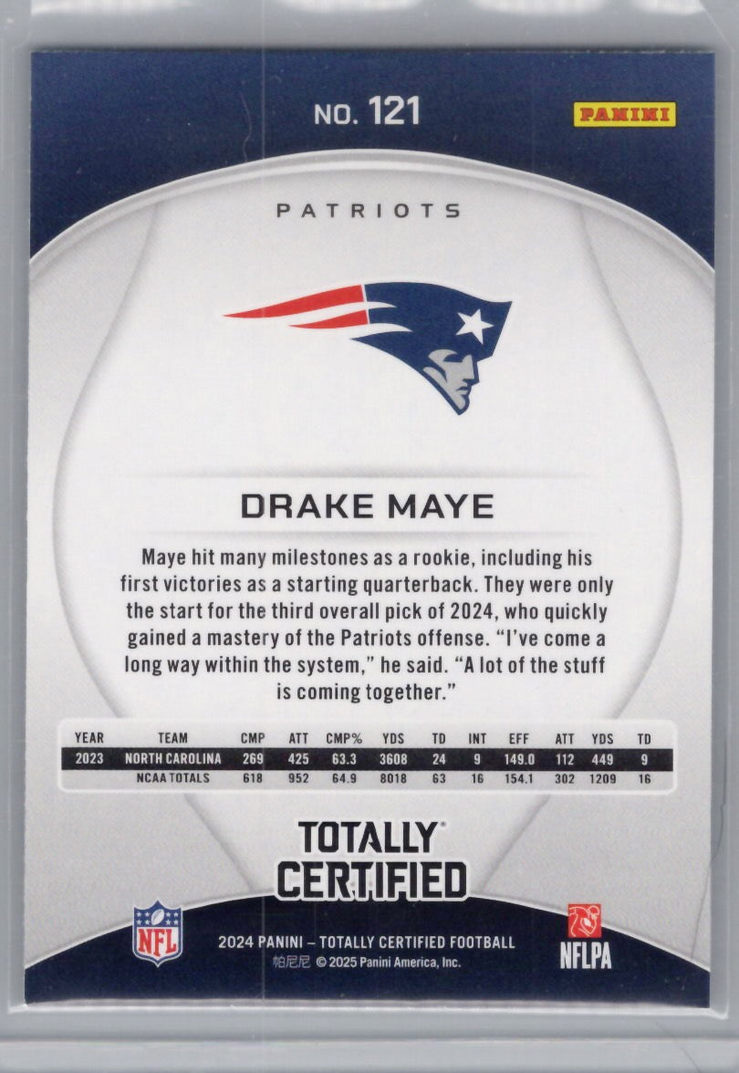 2024 Panini Totally Certified #121 Drake Maye New England Patriots