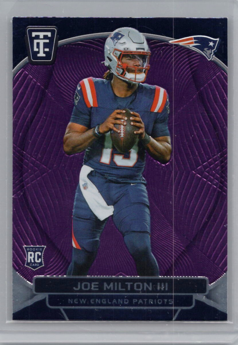 2024 Panini Totally Certified #144 Joe Milton III Mirror Purple New England Patriots