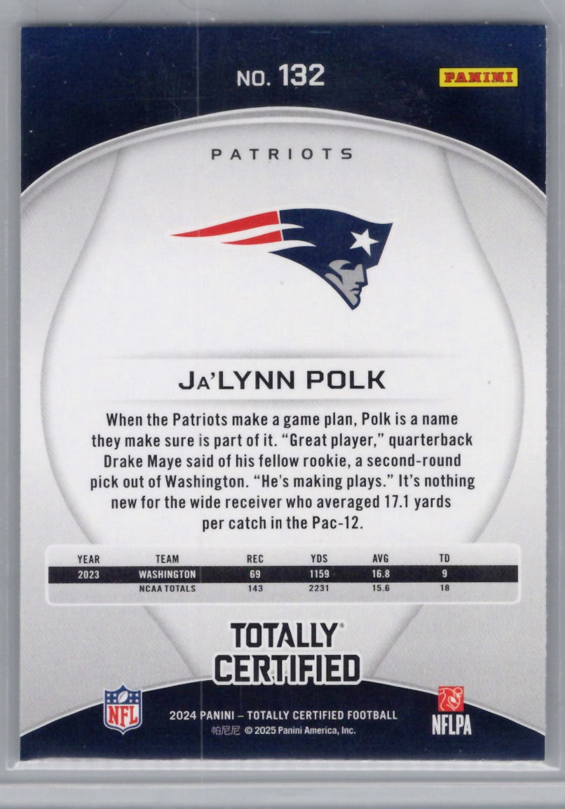 2024 Panini Totally Certified #132 Ja'Lynn Polk New England Patriots