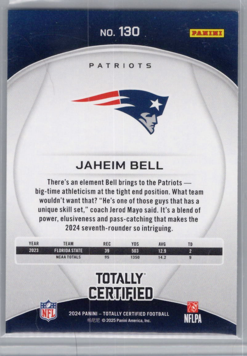 2024 Panini Totally Certified #130 Jaheim Bell New England Patriots