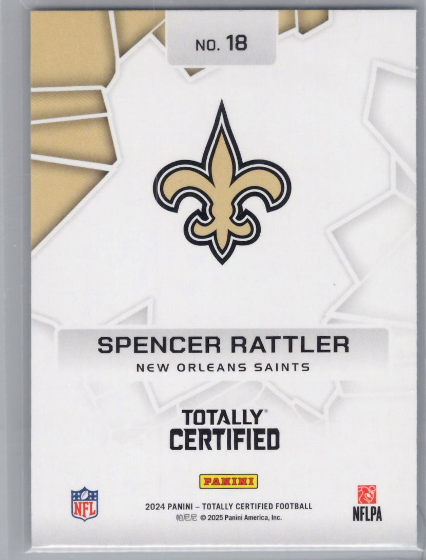 2024 Panini Totally Certified #18 Spencer Rattler Intriguing Players Mirror New Orleans Saints
