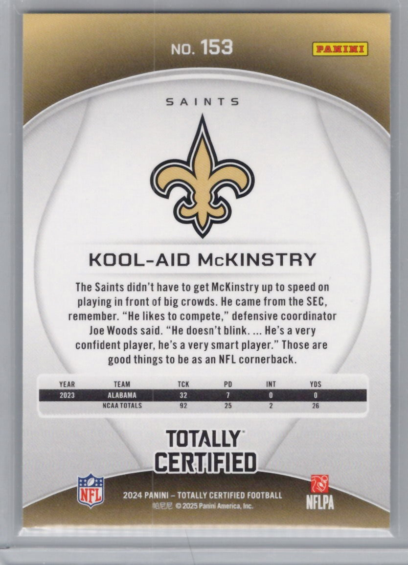 2024 Panini Totally Certified #153 Kool-Aid McKinstry New Orleans Saints