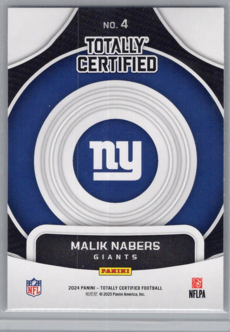 2024 Panini Totally Certified #4 Malik Nabers On Target New York Giants