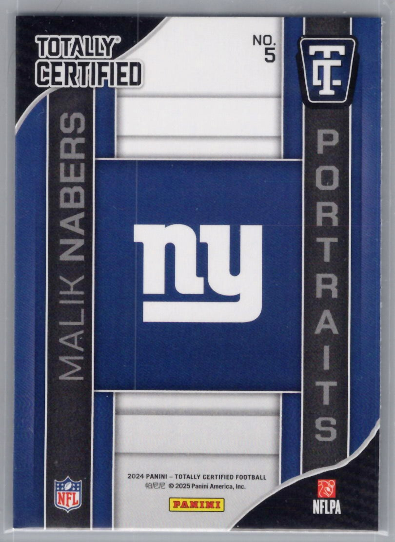 2024 Panini Totally Certified #5 Malik Nabers Portraits New York Giants