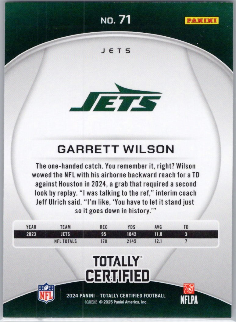 2024 Panini Totally Certified #71 Garrett Wilson New York Jets