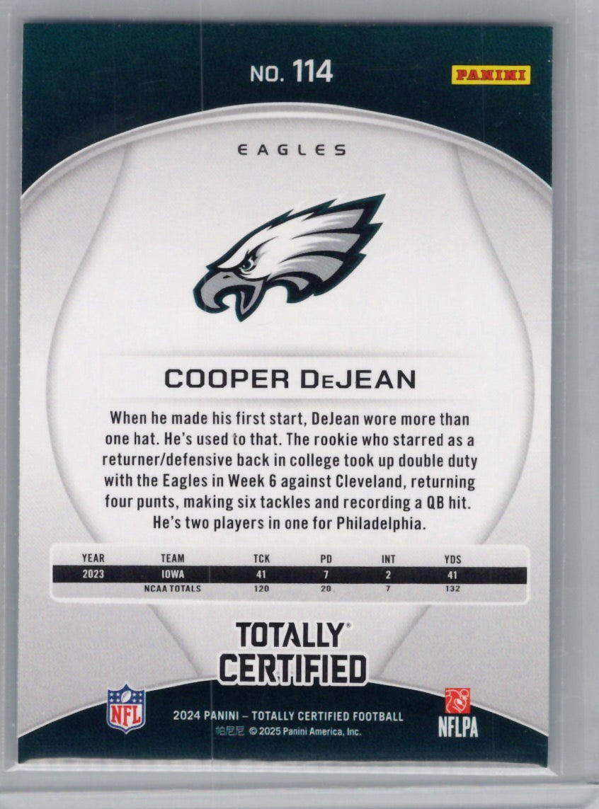 2024 Panini Totally Certified #114 Cooper DeJean Philadelphia Eagles