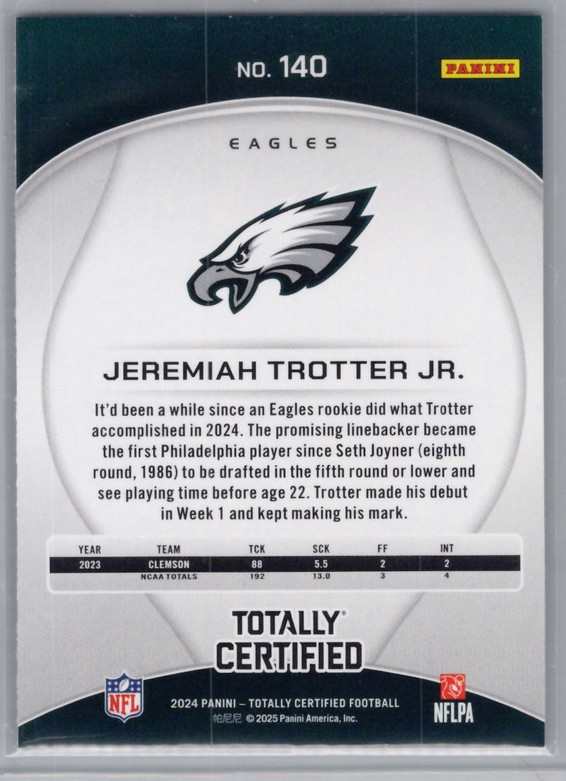 2024 Panini Totally Certified #140 Jeremiah Trotter Jr. Philadelphia Eagles