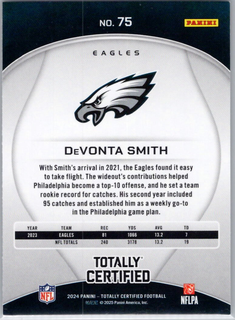 2024 Panini Totally Certified #75 DeVonta Smith Philadelphia Eagles