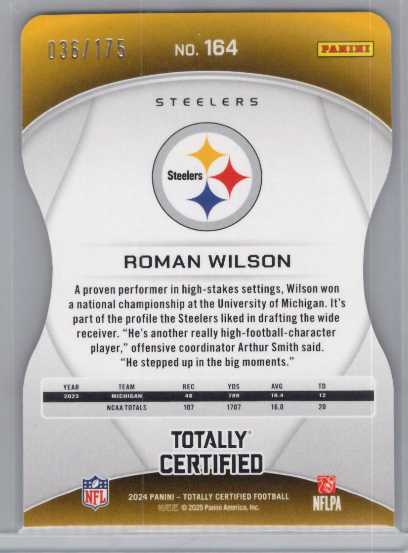 2024 Panini Totally Certified #164 Roman Wilson Platinum Red Die Cut #/175