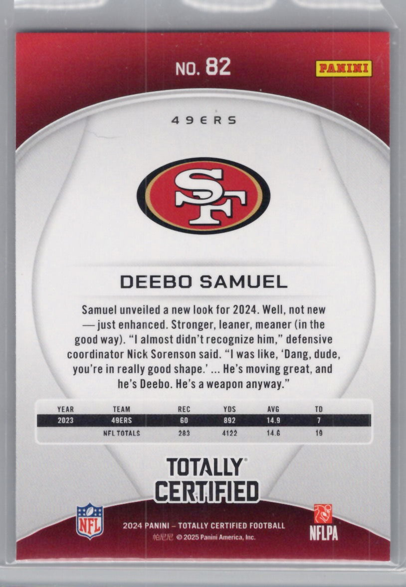 2024 Panini Totally Certified #82 Deebo Samuel Mirror Maroon San Francisco 49ers