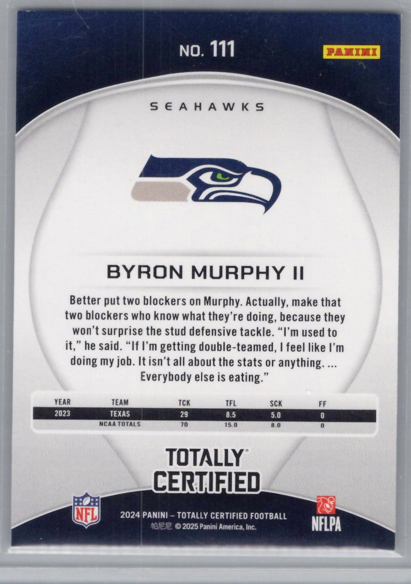 2024 Panini Totally Certified #111 Byron Murphy II Seattle Seahawks