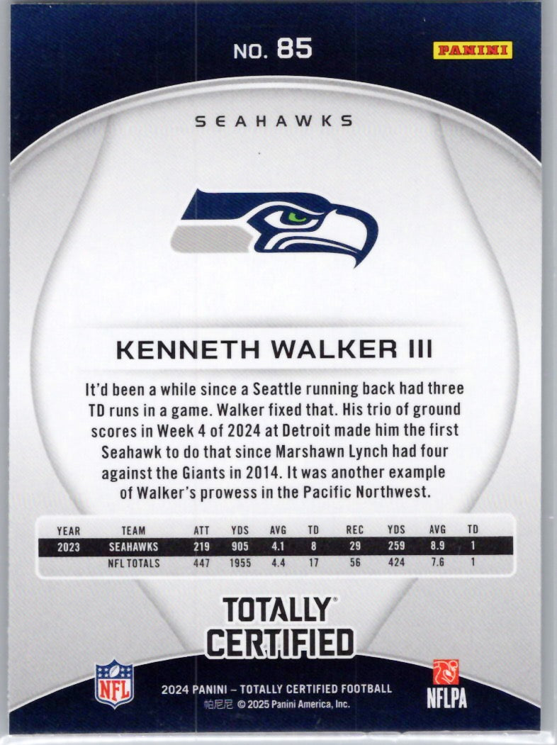 2024 Panini Totally Certified #85 Kenneth Walker III Seattle Seahawks