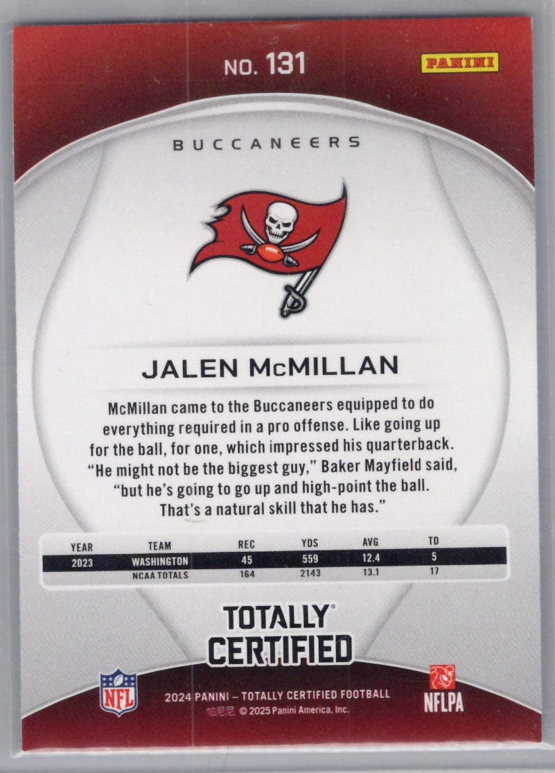 2024 Panini Totally Certified #131 Jalen McMillan Tampa Bay Buccaneers