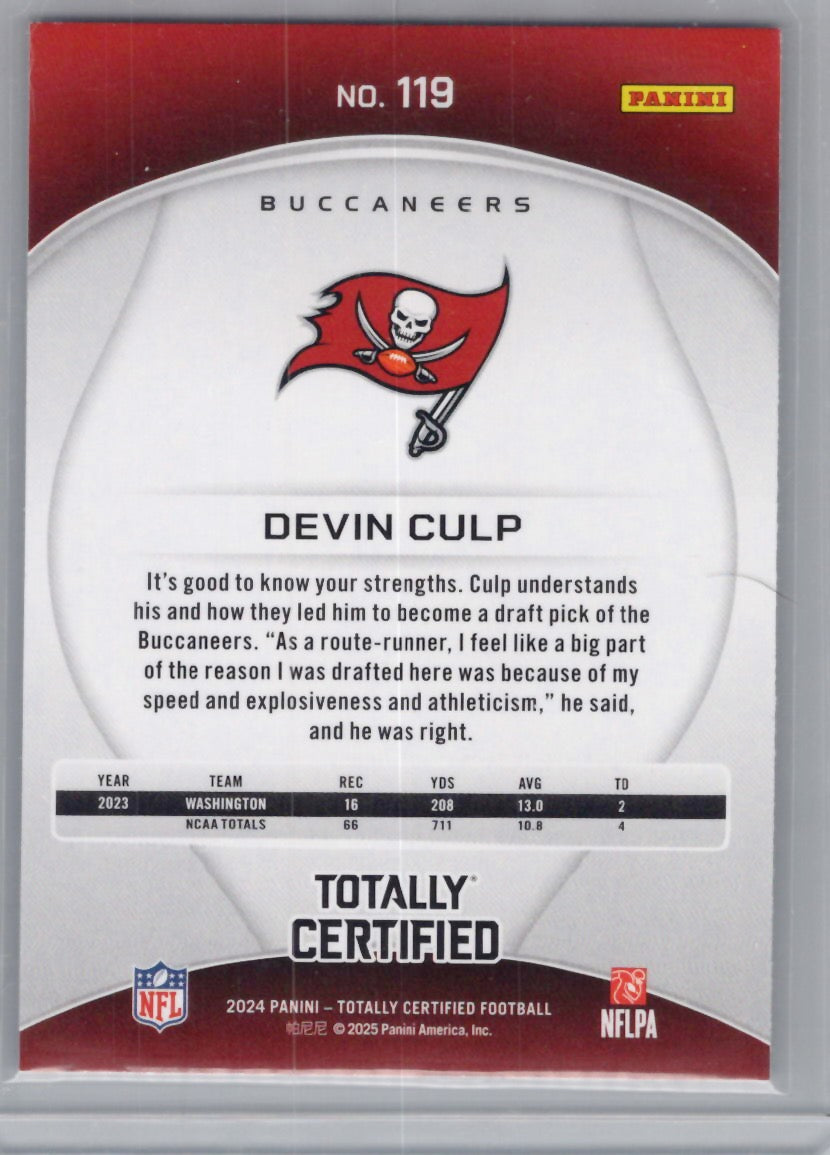 2024 Panini Totally Certified #119 Devin Culp Tampa Bay Buccaneers