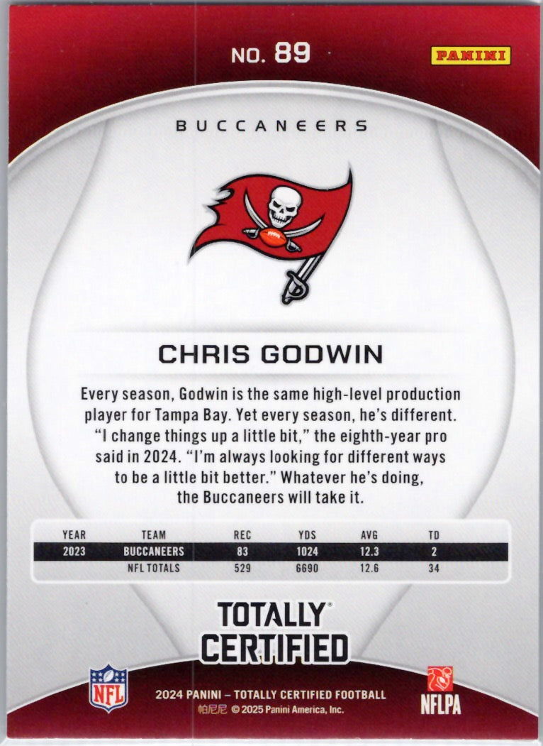 2024 Panini Totally Certified #89 Chris Godwin Tampa Bay Buccaneers