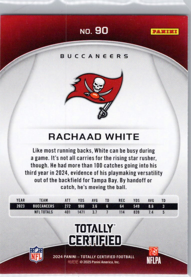 2024 Panini Totally Certified #90 Rachaad White Tampa Bay Buccaneers
