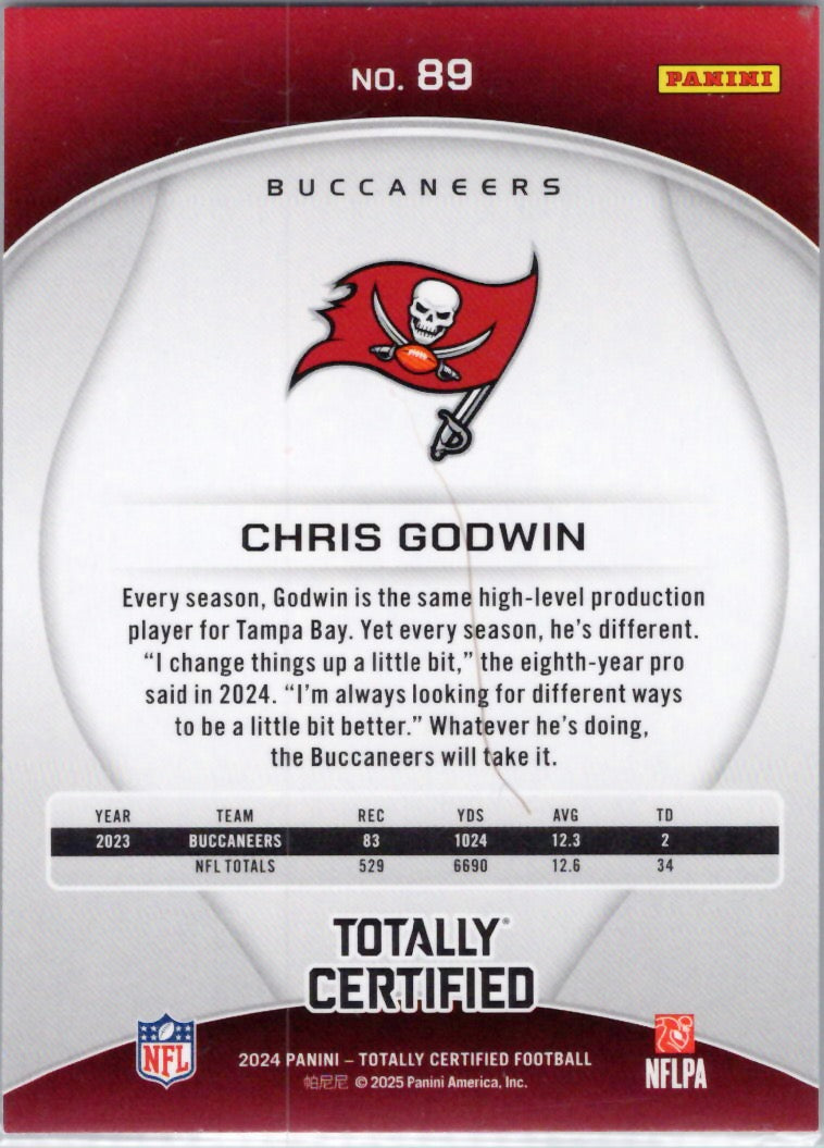 2024 Panini Totally Certified #89 Chris Godwin Mirror Maroon Tampa Bay Buccaneers