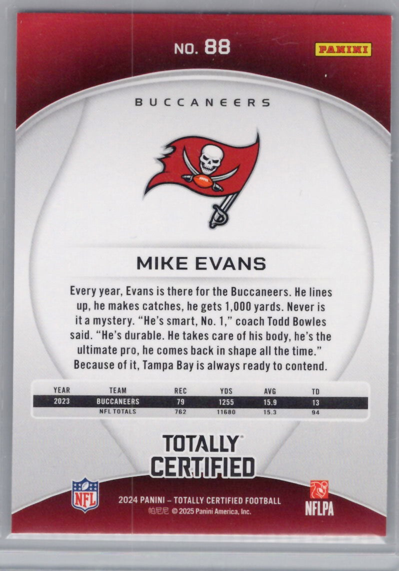 2024 Panini Totally Certified #88 Mike Evans Mirror Maroon Tampa Bay Buccaneers