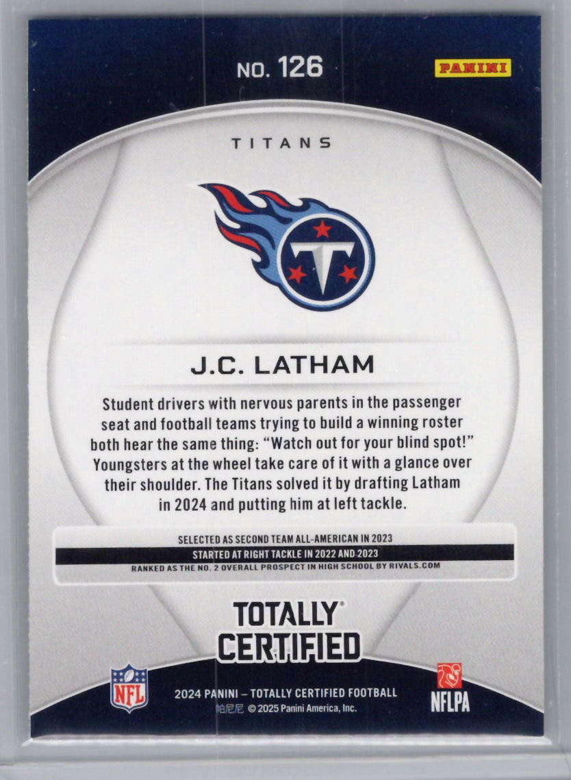 2024 Panini Totally Certified #126 J.C. Latham Tennessee Titans