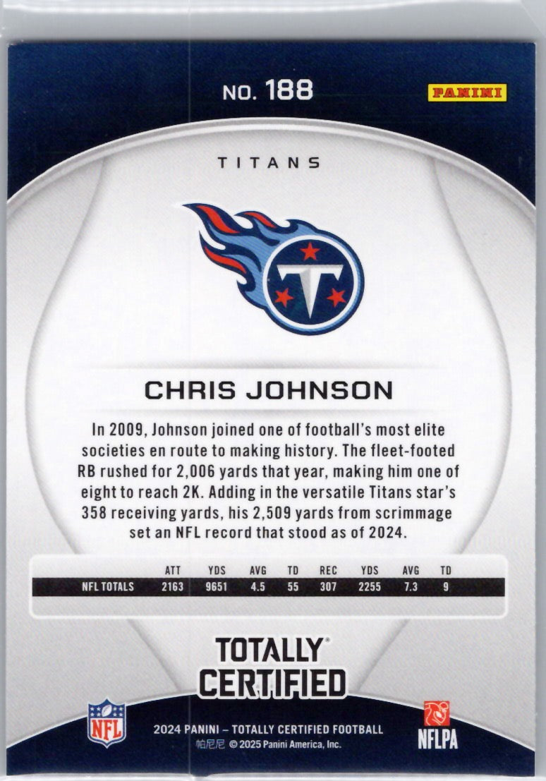2024 Panini Totally Certified #188 Chris Johnson Tennessee Titans