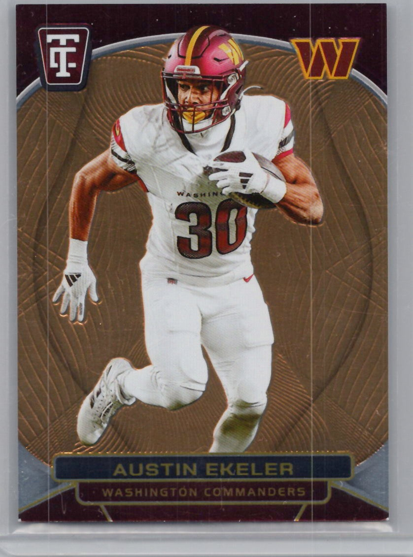 2024 Panini Totally Certified #95 Austin Ekeler Mirror Neon Orange #/399 Washington Commanders