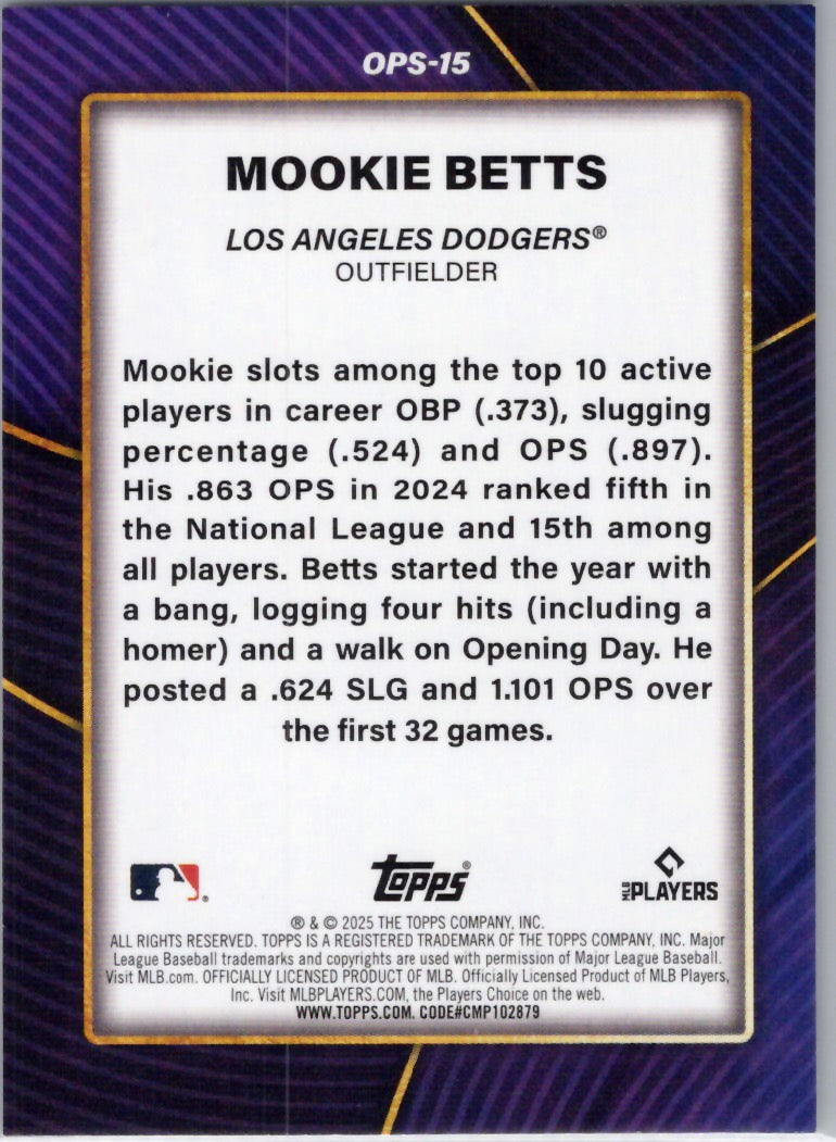 2025 Topps #OPS-15 Mookie Betts OPS Leaders Los Angeles Dodgers