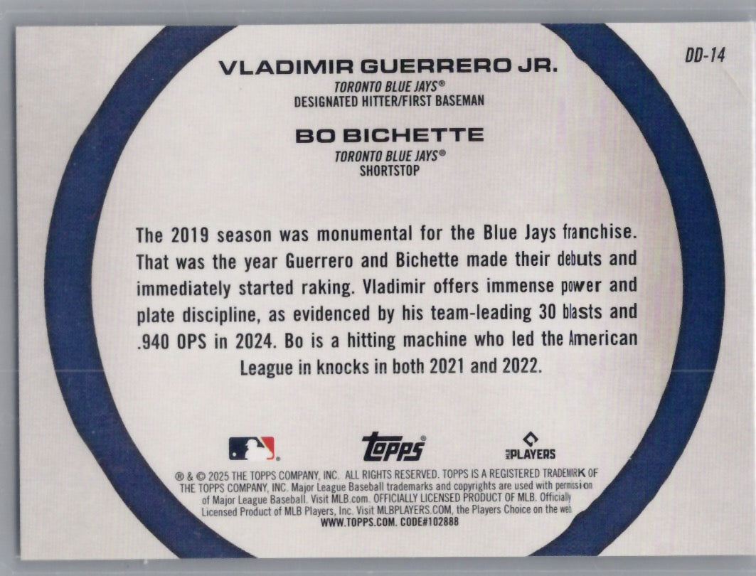 2025 Topps #DD-14 Bo Bichette / Vladimir Guerrero Jr. Dynamic Duos Toronto Blue Jays